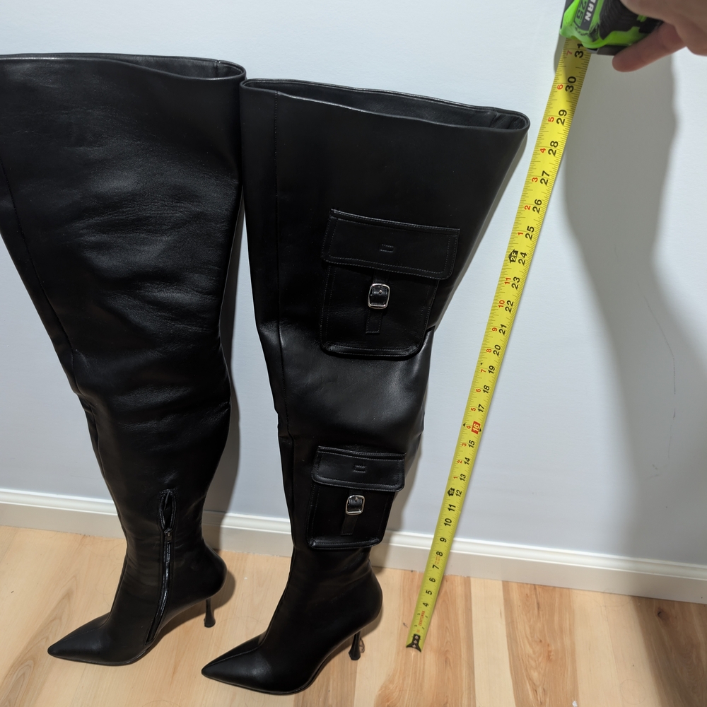 Steve Madden Black Over-the-Knee Boots with Buckle Detail